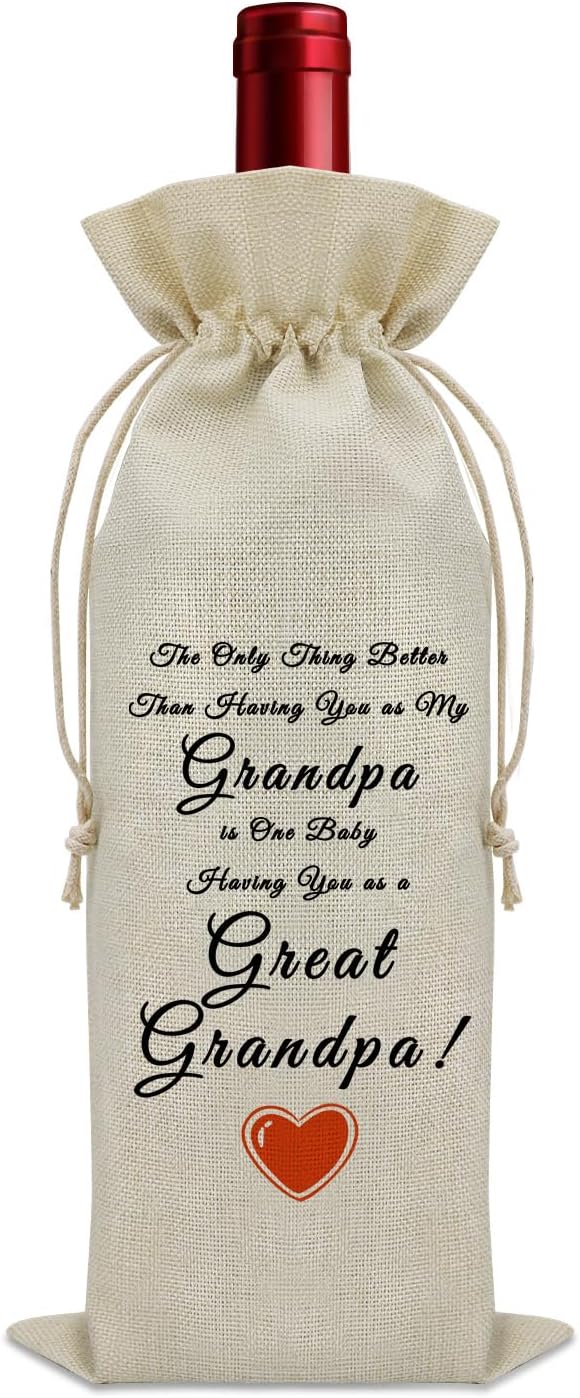 Sazuwu Grandpa Promoted to Great Grandpa Wine Bag Great Grandfather Birthday Gifts Baby Announcement Gifts for Great Grandpa Wine Bottle Decoration Bag Wine Accessories Gifts for Wine Lovers