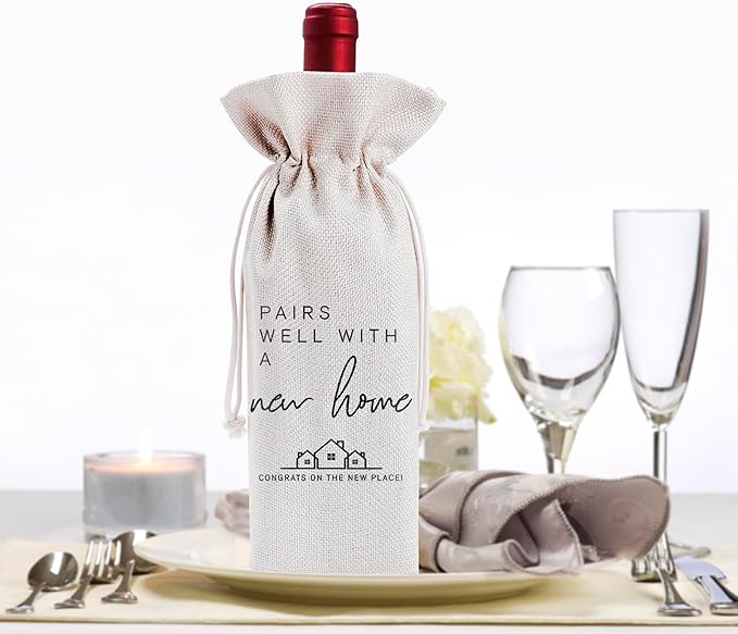 Housewarming Gift Wine Bag, New Home Wine Gift Bag for New Home Owner Gift, Realtor Gift to Clients, Housewarming Party Decorations, Party Supplies and Favors-19