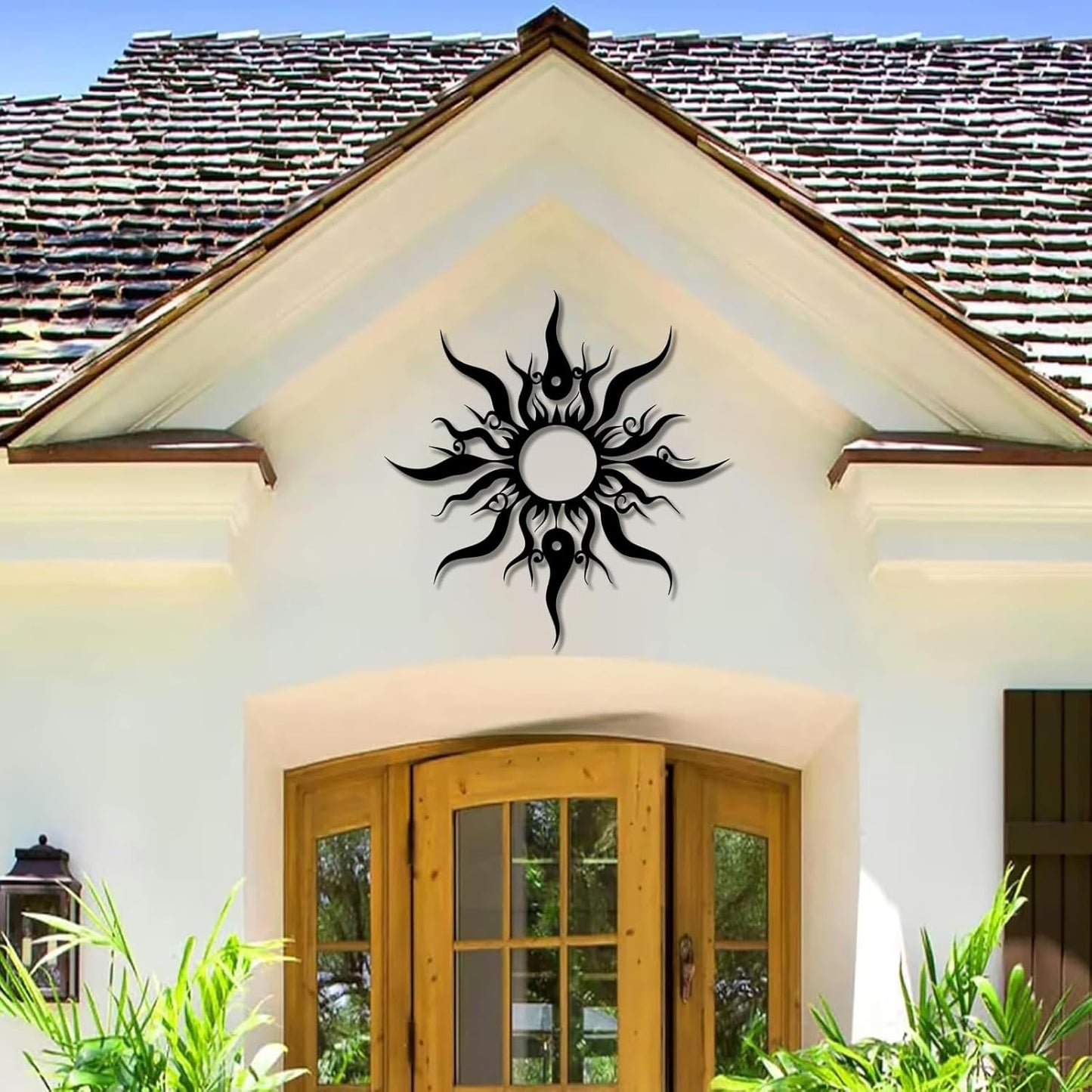 Hotuijxca Metal Wacky Sun Wall Art, Wacky Sun Metal Decor for Livingroom, Bedroom (Silver, 39"x38"/100x96cm, metal wall art)