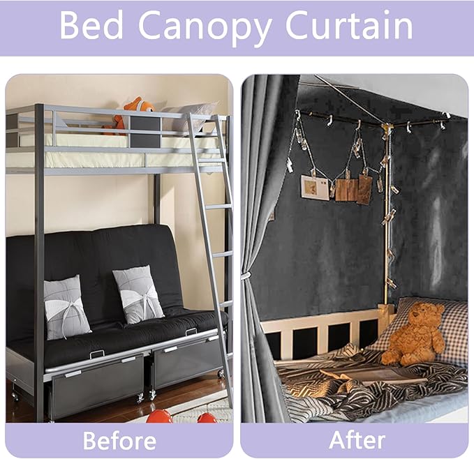 Grey Canopy Bed Curtains - 4 Corner Post Bed Curtains Canopy Full Bed Canopy Curtains for Adults Girls Bedroom Decoration(Grey, Full)