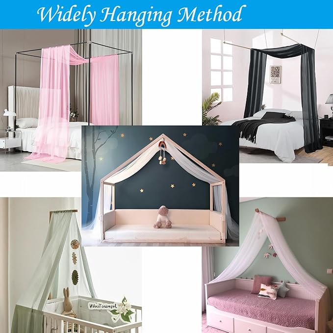 Akiky Bed Canopy for Girls Pink Sheer Canopy Bed Curtains Sheer Scarf Valance 1 Canopy Panel King Size Bed Scarf Drapes décor