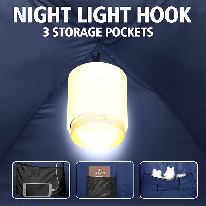 Bed Tent Bed Canopy Breathable 100% for Adult and Kids Light Reduction Sleeping Dream Tents Indoor Portable Big Space with String Light 3 Doors Twin Full Queen King Size