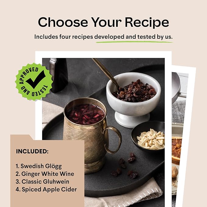 Cooking Gift Set Mulled Wine Kit | Stainless Steel Infuser for Wine & Spices, 10 Reusable Bags, Ladle | Wine Gifts for Women, Valentines Gift Ideas, Unique Hostess Gifts