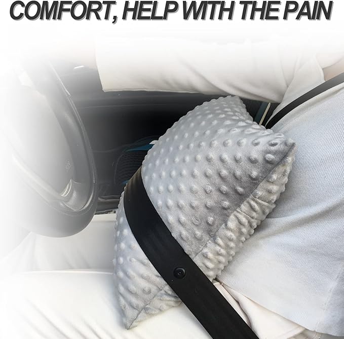 Heart Surgery Recovery Pillow for After Heart Surgery Open Heart Surgery Gifts Triple Bypass Heart Transplant Cough Pillow with Pocket for Cooling Pack, Minky Dot Gray