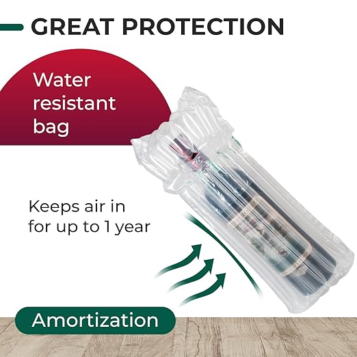 IDL Packaging Inflated Wine Bags for Travel, Pack of 3 - Reusable Air Column Bags for up to 750 ml Bottles - Wine Bottle Protector for Packing, Travel and Shipping - Glass Cushioning