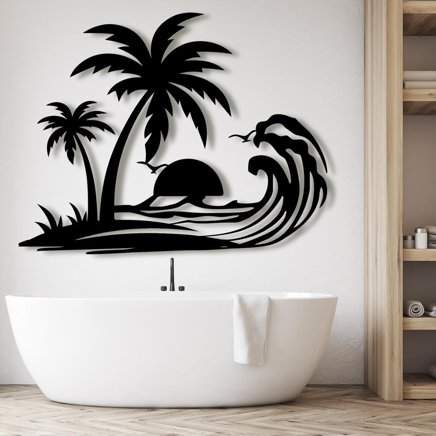 Palm Tree Metal Wall Decor,Palm Tree Metal Wall Art,Metal Palm Tree,Metal Palm Tree Wall Decor,Tropical Metal Wall Art,Beach Wall Decort,Metal Wall Decor (style 1,black,39 L" x 31 W" / 100 x 78 cm)