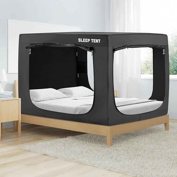 BORNA Bed Tent Bed Canopy Queen Size for Adult and Kids,Portable Sleeping Tents Dream Tents Indoor for Kids and Adult, Breathable Privacy Space on Bed with Three Doors (Mattress Not Included)