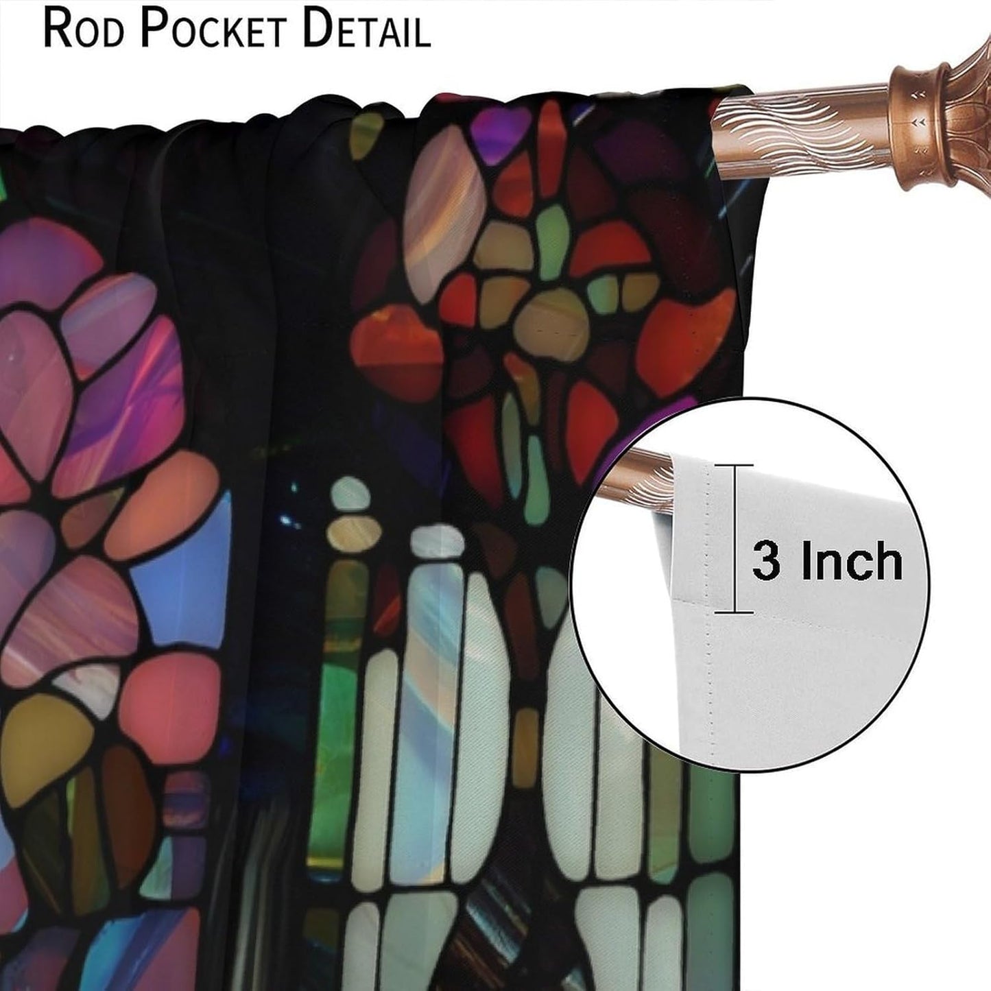 Stained Glass Curtains,Vintage Colorful Abstract Art Home Decor Drapes for Bedroom Living Room Kitchen Window Treatment 2 Panels Set Total Size 42" W X 45" L Inch