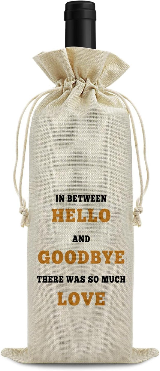 Coworker Leaving Gifts Retirement Gift for Coworker Funny Wine Bags New Job Gift Going Away Gift for Women Men Reusable Wine Gift Bag Friendship Farewell Gift for Friend Colleague Burlap Wine Wrap Bag