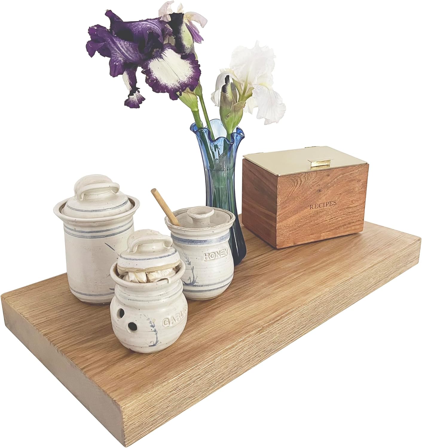 Joel's Antiques - 30 Inch Wooden Floating Shelves for Wall - 30x12x2 in - Made of Natural Wood - Long Heavy Duty Rustic Wall Shelves for Bedroom - Perfect for Living Room, Kitchen - Natural