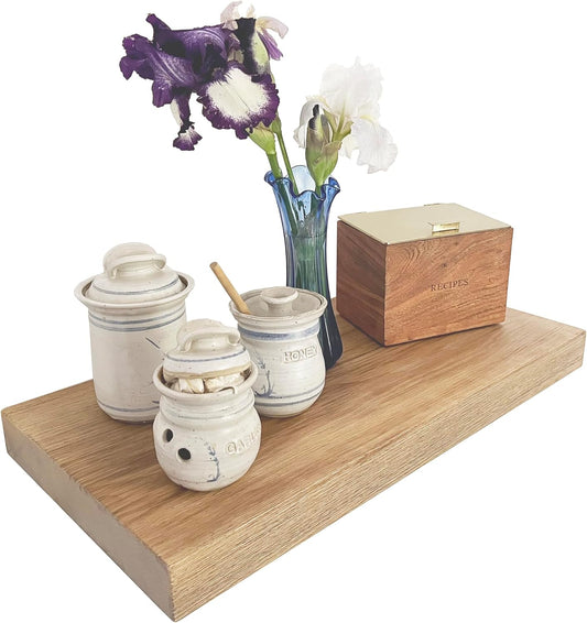 Joel's Antiques - 30 Inch Wooden Floating Shelves for Wall - 30x12x2 in - Made of Natural Wood - Long Heavy Duty Rustic Wall Shelves for Bedroom - Perfect for Living Room, Kitchen - Natural