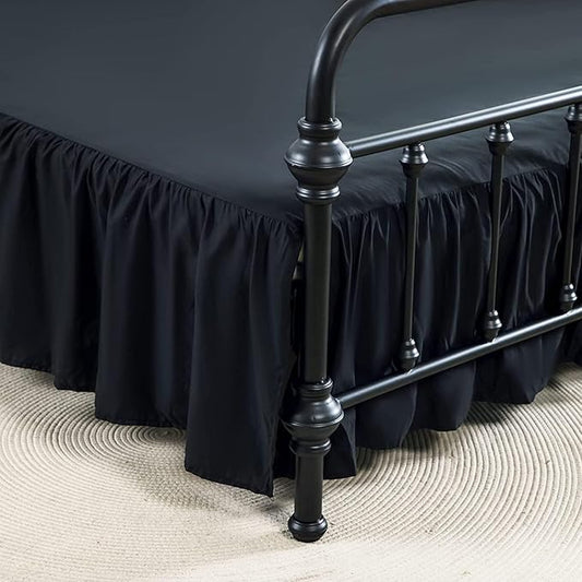 Bed Skirts King Size 16 Inch Ruffled Bed Skirt with Split Corners,Drop Dust Ruffle Bed Skirt with Platform, Black, King - 16" Drop