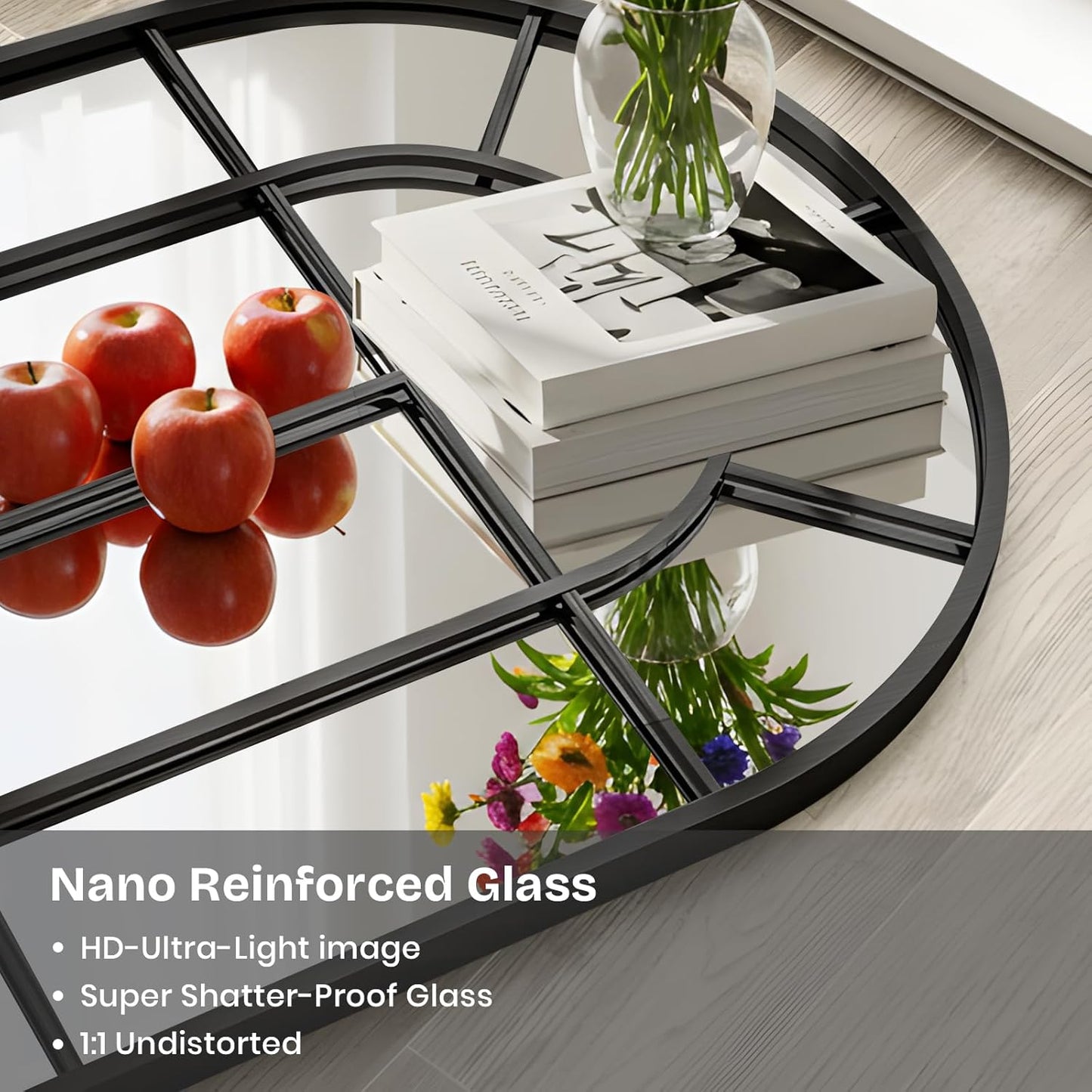 Arched Windowpane Mirror Full Length 71"x30" Wall Mounted Black Art Pane Farmhouse Decorative Floor Mirror Leaning Hanging Wall Mirror for Bedroom Living Room Entrance