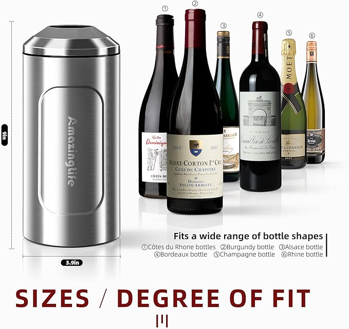 Wine Chiller Bucket, Portable 750ml Champagne & Wine Bottle Cooler, Stainless Steel Vacuum Insulated, Keeps Wine & Beverages Cold, Perfect Gift for Wine Lovers