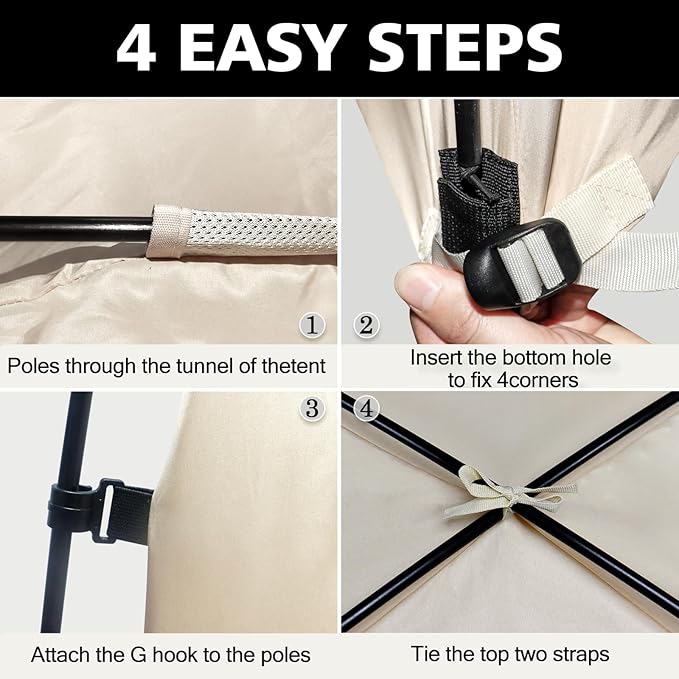 Bed Tent Bed Canopy Queen Size for Adult and Kids - Portable Sleeping Tents Indoor Dream Tents 70% Blackout with String Light 3 Doors Breathable Privacy Space Tents