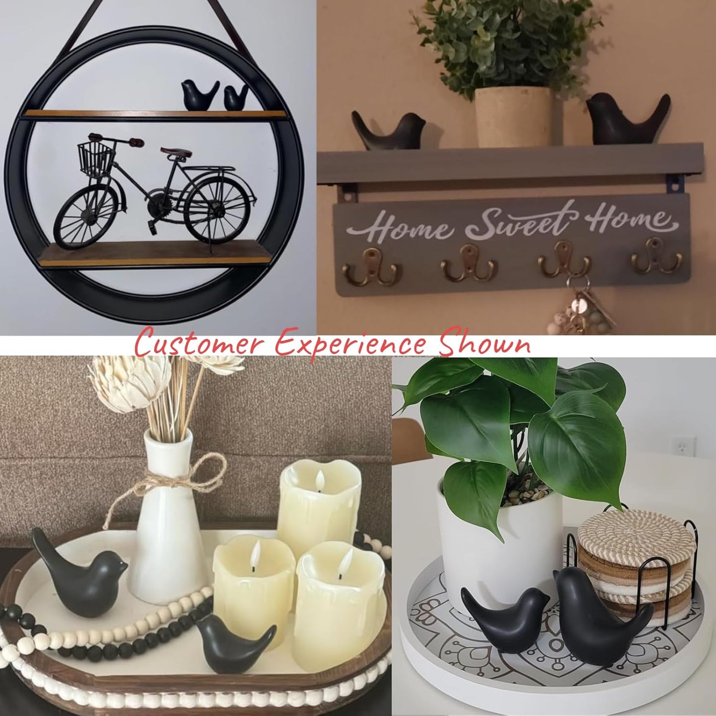 Notakia Small Birds Statues Home Decor Modern Style Decorative Ornaments for Living Room, Bedroom, Office Desktop, Cabinets (Black 2Pcs Birds)