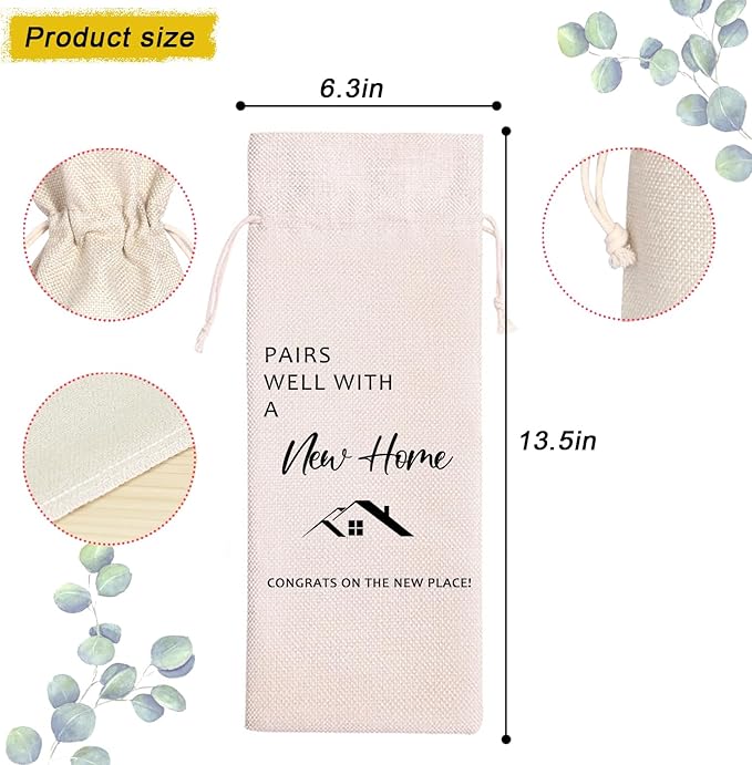 House warming Gifts New Home | First New Home House Homeowner Gift | Realtor Gift to Clients | Sweet Home Congrats | Housewarming Party Decorations | Wine Gift Bags for Women Men Friends Homeowner