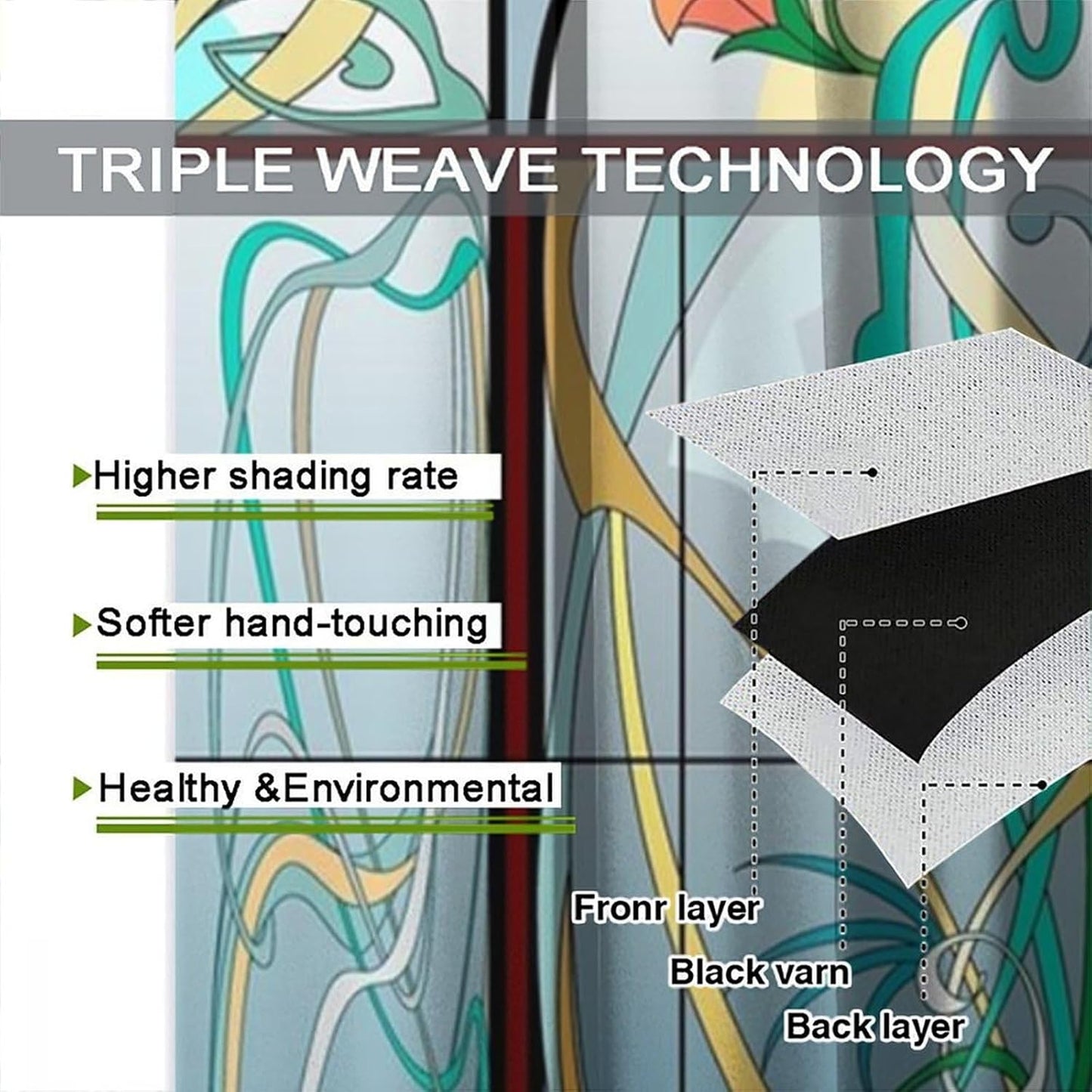 Stained Glass Curtains, Retro Mid Century Boho Abstract Art Home Decor Drapes for Bedroom Living Room Kitchen Window Treatment 2 Panels Set Total Size 42" W X 63" L Inch