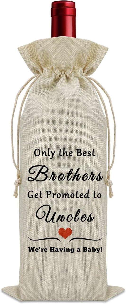 Sazuwu Best Brother Promoted to Uncle Wine Bag Uncle Fathers Day Gift from Niece and Nephew New Uncle Gifts First Time Wine Bottle Decoration Bag Uncle Pregnancy Announcement Gift Uncle to Be Gifts