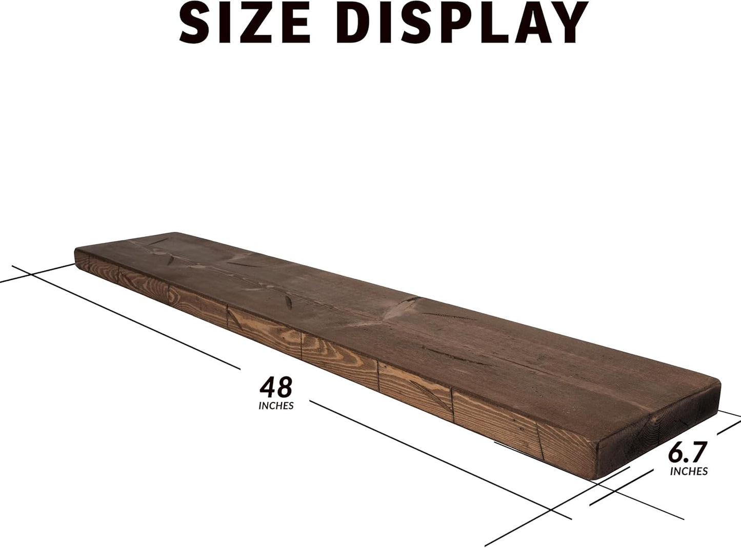 BGMG Floating Shelves 48 inch Long, Distressed,Wide Rustic Wooden Wall Shelves for Bathroom Living Room Bedroom Kitchen Farmhouse Set of 2-48x6.7x1.25 inch-Distressed Walnut