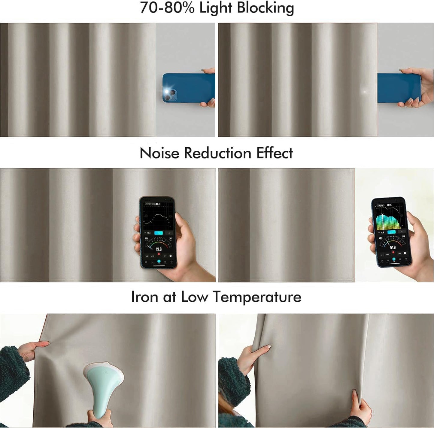 MIULEE Stone Back Tab Blackout Curtains 102 Inch Long 2 Panels Set for Bedroom, Rod Pocket/Pinch Pleated Thermal Insulated Living Room Darkening Light Blocking Floor to Ceiling Drapes