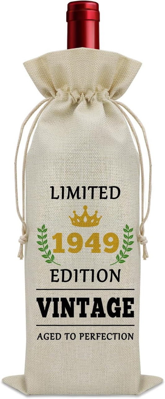Sazuwu 75 Year Old Gifts Vintage 1949 Wine Bag 75th Birthday Gifts for Women Men Gifts for Someone Turning 75 Wine Bottle Decoration Bag Born in 1949 Gifts Wine Accessories Gifts for Wine Lovers