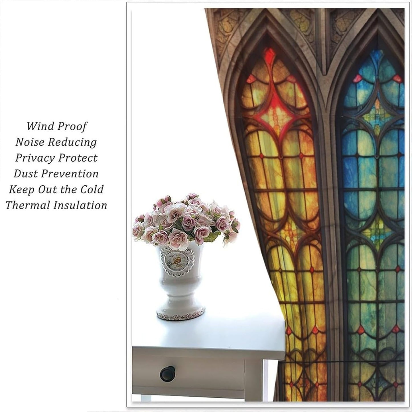 Stained Glass Curtains,Mid Century Vintage Style Abstract Art Home Decor Drapes for Bedroom Living Room Kitchen Window Treatment 2 Panels Set Total Size 42" W X 45" L Inch