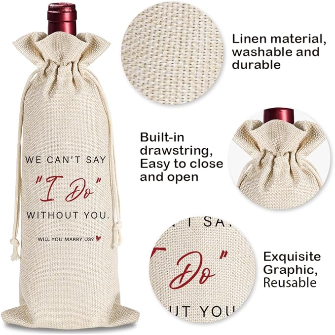 YAANUNULU Wedding Gifts for Officiant, Wedding Officiant Wine Bag for Wedding Day, Best Officiant Ever, Drawstring Burlap Wine Bag, Pastor Gift, Ordained Minister, Will You Marry Us