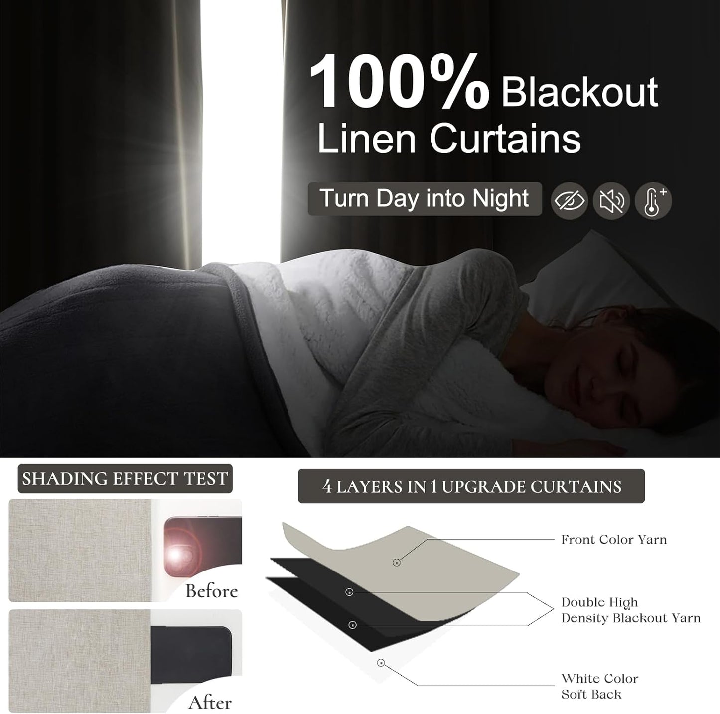 70 Inch Extra Wide Blackout Curtains 108 Inches Long for Living Room, Pinch Pleated Natural Linen Textured Boho Curtains Thermal Privacy Sliding Door Drapes Large Window Burg 70"W x 108"L x 2Panels