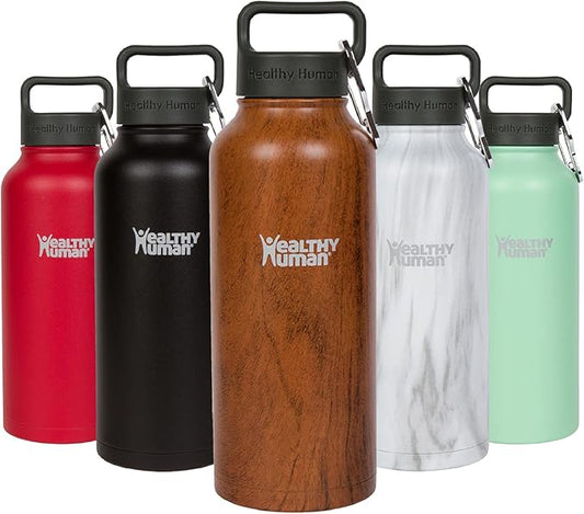 Healthy Human Stainless Steel Water Bottle | Double Walled Vacuum Insulated Water Thermos for Adults | Eco-Friendly Travel Bottles with Leak Proof Lid (Harvest Maple,32oz/946ML)