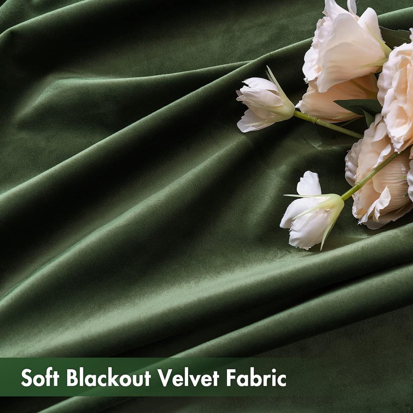 MIULEE Olive Green Velvet Curtains Thermal Insulated Blackout Curtain Drapes for Bedroom Living Room Darkening 120 Inches Long Curtains Panels Rod Pocket Set of 2