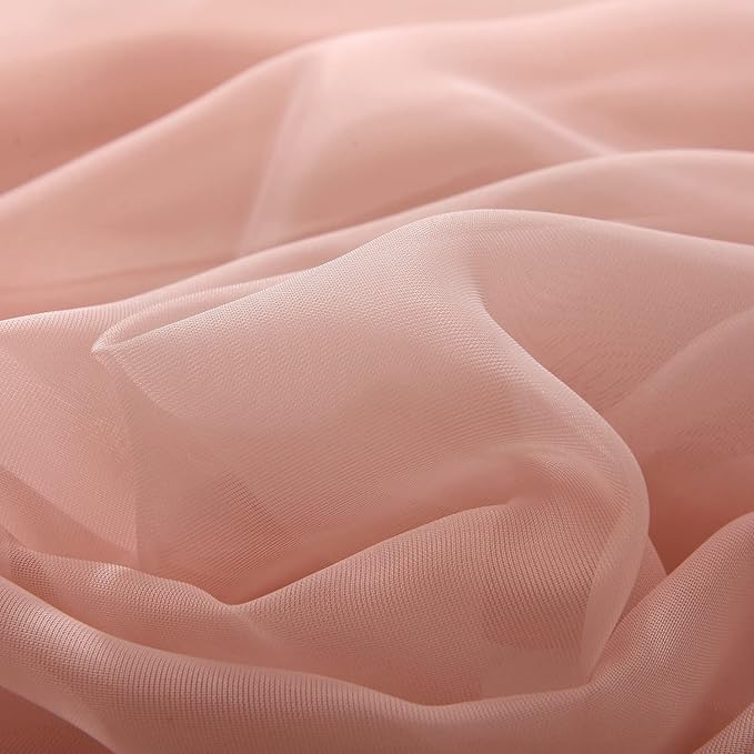 Chiffon Twin Bed Canopy, Canopy Bed Curtains for Girls Adult, 4 Post Bed Scarf Room Decor (Dust Pink)