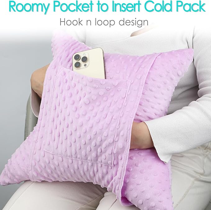 Heart Surgery Pillow Cough Recovery Pillows with 2 Pockets for Open Heart Surgery Bypass Mastectomy Breast Cancer Lumpectomy Chemo Port Pacemaker Broken Ribs Must Have Gifts Minky Dot Lavender