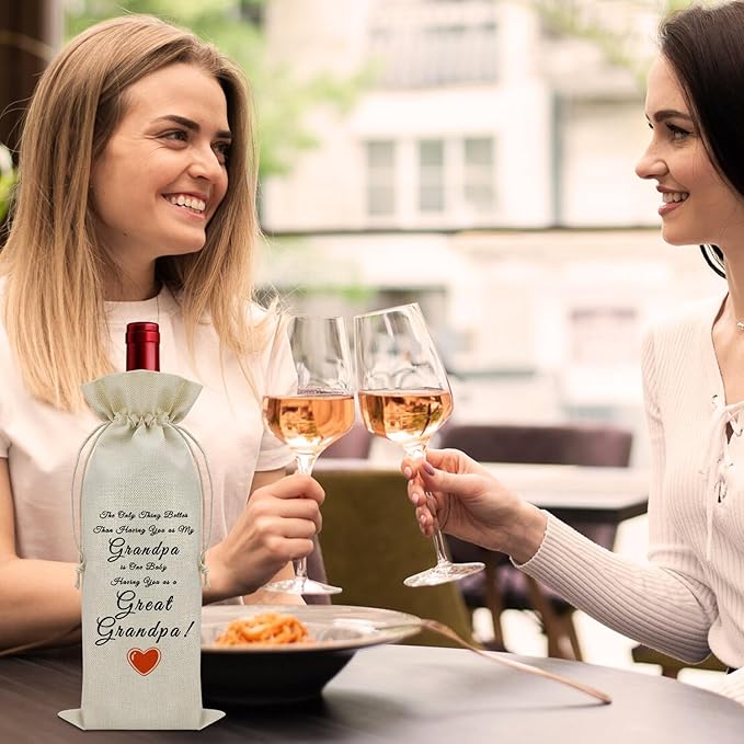 Sazuwu Grandpa Promoted to Great Grandpa Wine Bag Great Grandfather Birthday Gifts Baby Announcement Gifts for Great Grandpa Wine Bottle Decoration Bag Wine Accessories Gifts for Wine Lovers