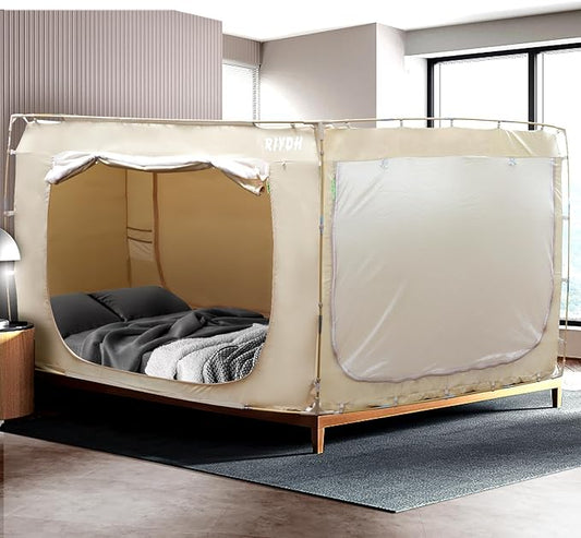 Bed Tent Bed Canopy Queen Size Tents for Adult and Kids- Portable Dream Tent Indoor Sleeping Tents 70% Blackout with 3 Doors Breathable Big Space Tents