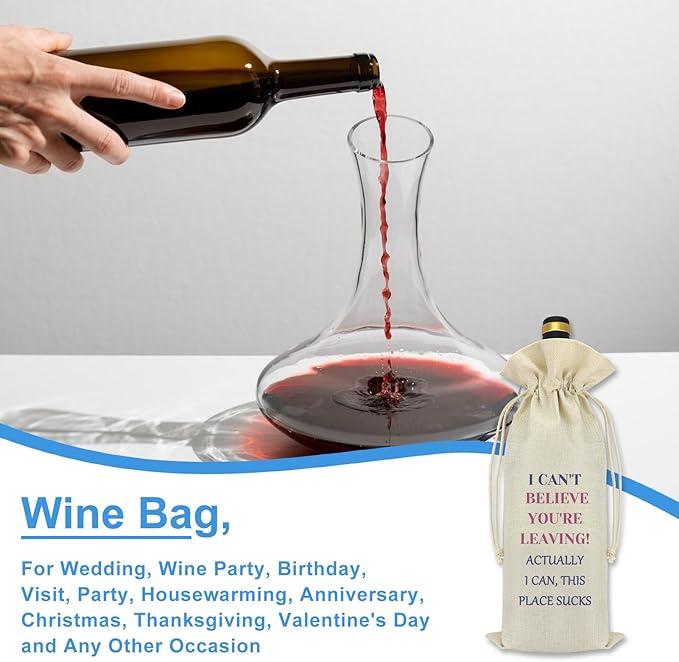 Funny Coworker Leaving Gift Going Away Gifts for Boss Leader Wine Bag Goodbye Gifts Farewell Gift for Colleagues Boss Friends New Job Gift Christmas Retirement Gifts for Her Him Wine Bottle Bag Cover