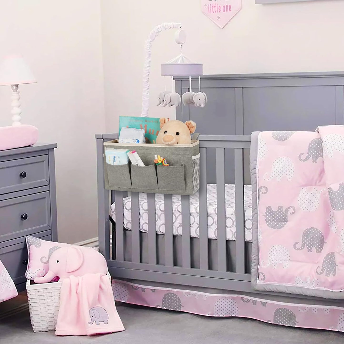 Bedside Storage Caddy/Bedside Hanging Storage Bag for Headboards Bunk Beds Dorm Rooms Book Phone Magazine Holder (New Grey)