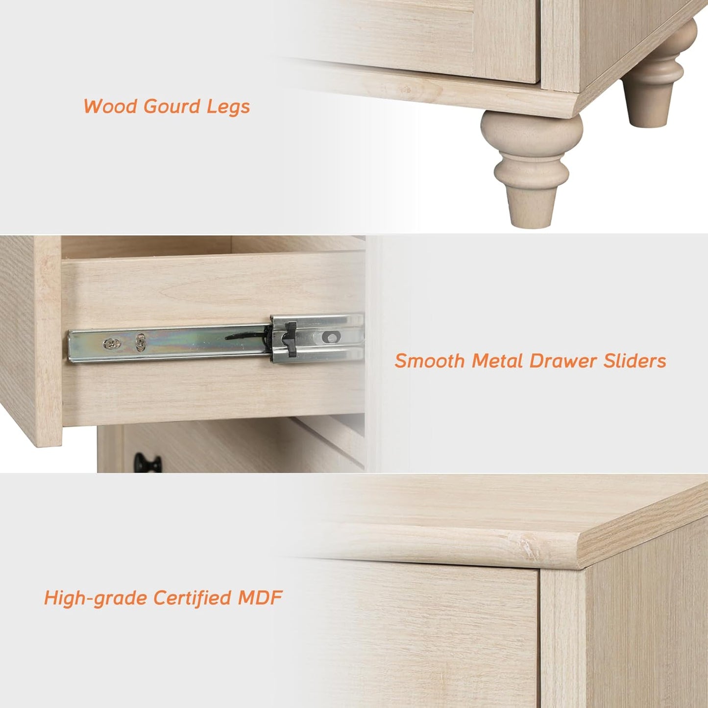 WAMPAT Kids Dresser with 9 Drawers, Baby Dressers with Wide Chest of Drawers, Mid Century Modern Wooden Closet Storage Organizer, Large Wood Dressers for Bedroom, Nursery, Hallway, Beige, 102 inch