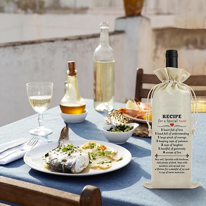 Sfodiary Aunt Gifts from Niece Nephew Wine Bag Auntie Birthday Gifts Wine Bottle Bag Christmas Thanksgiving Mothers Day Gift for Aunt Wine Gift Bags with Drawstrings Thank You Gift for Auntie