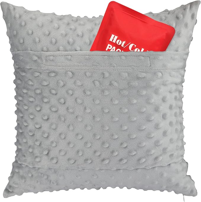 Heart Surgery Recovery Pillow for After Heart Surgery Open Heart Surgery Gifts Triple Bypass Heart Transplant Cough Pillow with Pocket for Cooling Pack, Minky Dot Gray