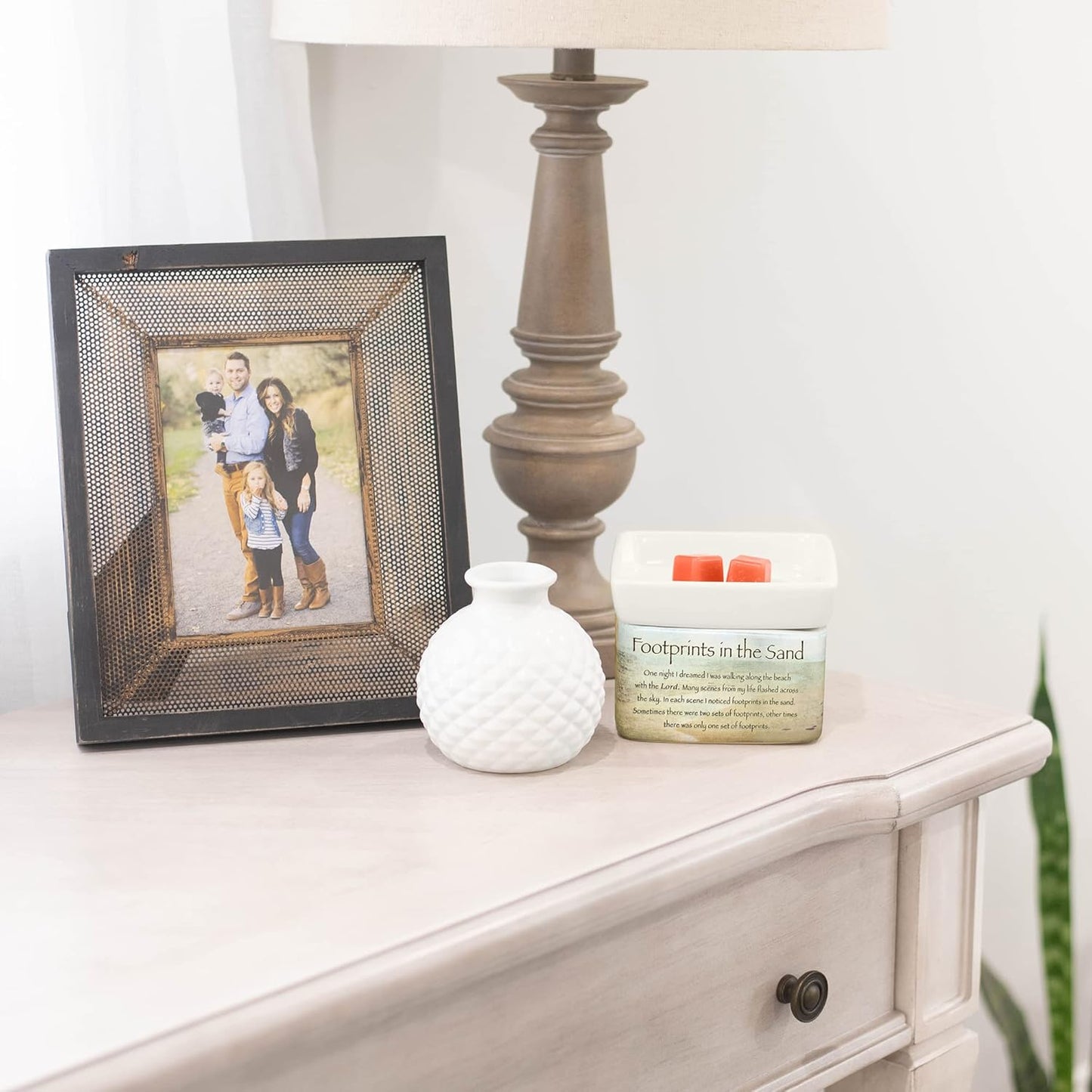 Elanze Designs Footprints in The Sand Ceramic Stoneware Electric 2 in 1 Jar Candle and Wax and Oil Warmer