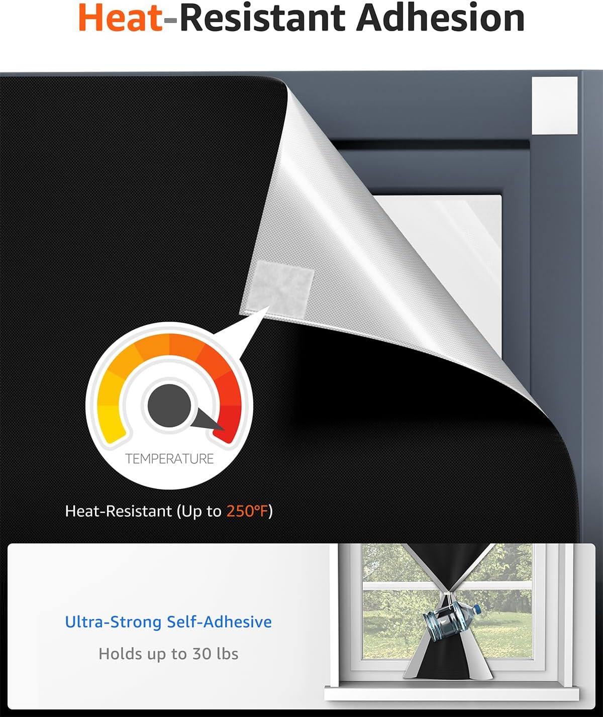 Sumobaby Blackout Curtains for Bedroom 100"x70"Portable Black Out Window Cover with Heat-Resistant Hook&Loop Tape,100% Blackout Shades No Drill Blinds for Windows DIY Cut Fit for Nursery,TV Room，Black