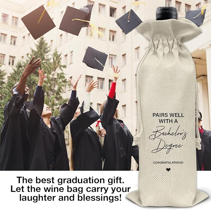 Graduation Wine Bag Bachelor's Degree Wine Gift Bag Bachelor Degree Graduation Gifts for Him Her University Graduates College Grad