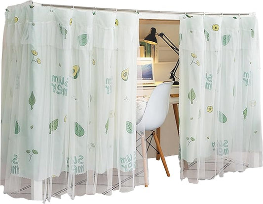 Hoce Bunk Bed Curtain Gauze Bunk Bed Curtains Drapes with Lace Privacy Dorm Bed Canopy for Bottom Twin