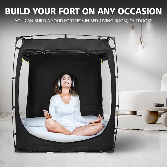 Bed Tent Bed Canopy Full Size Tents for Adult and Kids- Portable Dream Tent Indoor Sleeping Tents 70% Blackout with 3 Doors Breathable Big Space Tents