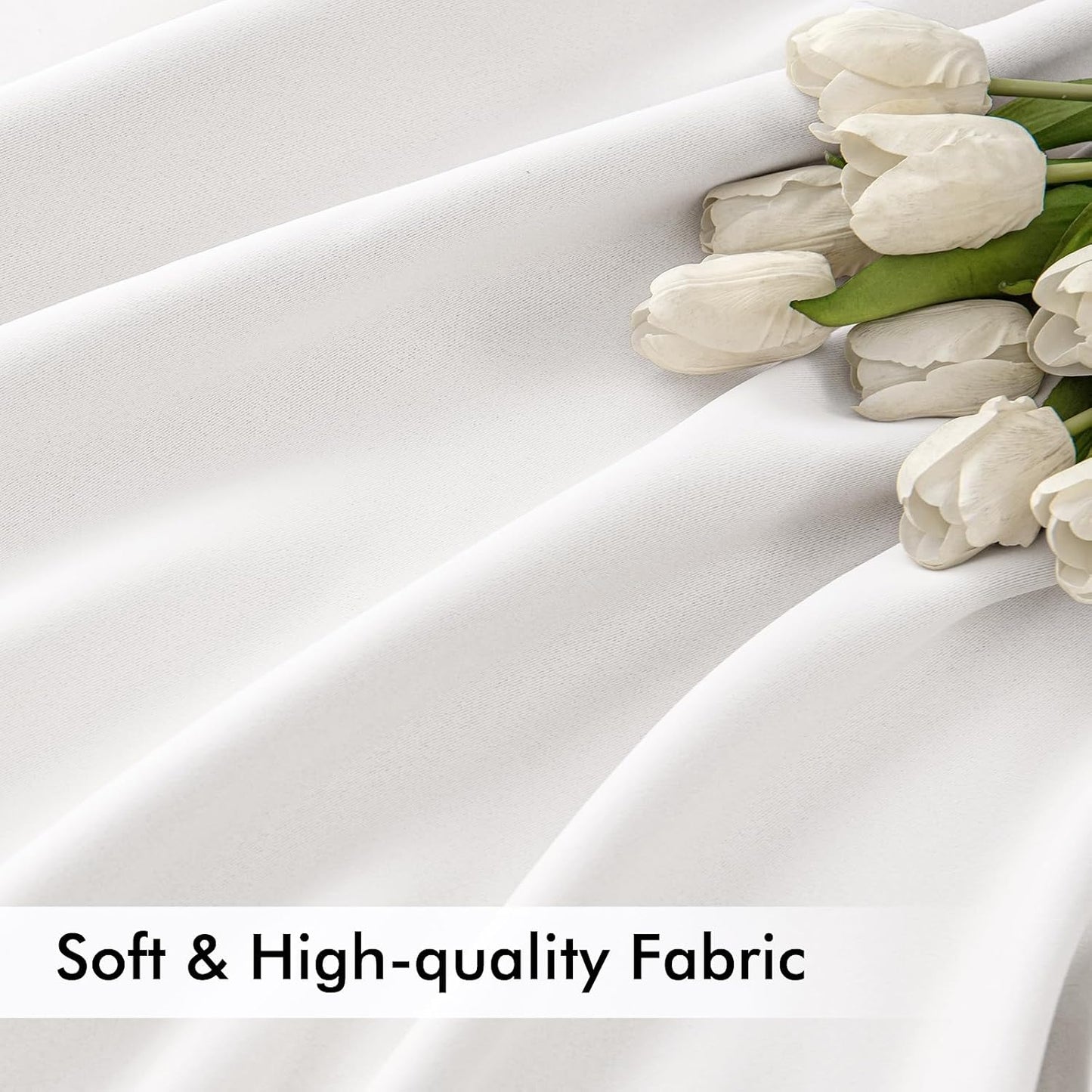 MIULEE Pure White Back Tab Blackout Curtain 96 Inch Long 2 Panels Set for Bedroom, Rod Pocket/Pinch Pleat Thermal Insulated Living Room Darkening Pleated Light Blocking Floor to Ceiling Drape