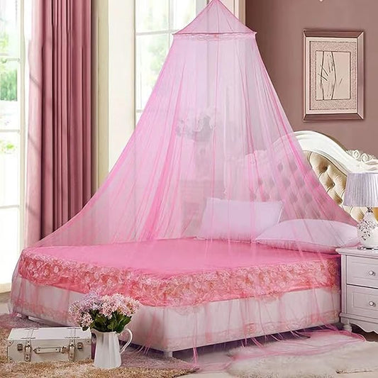 Eimilaly Bed Canopy Mosquito Net, Bed Canopy for Girls Room Decor - Insect Protection Hanging Canopy for Adults, Babies, Outdoor Camping, Pink/No Opening