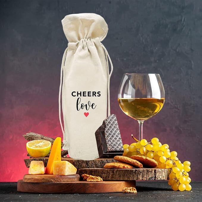 Andaz Press Mothers Day Wine Bag, Cheers Love, Mothers Day Wine Bottle Cover, Mother's Day Gifts, Canvas Wine Gift Bag Champagne Bottle Bag Funny Wine Bags For Wine Bottles Gifts 1-Pack