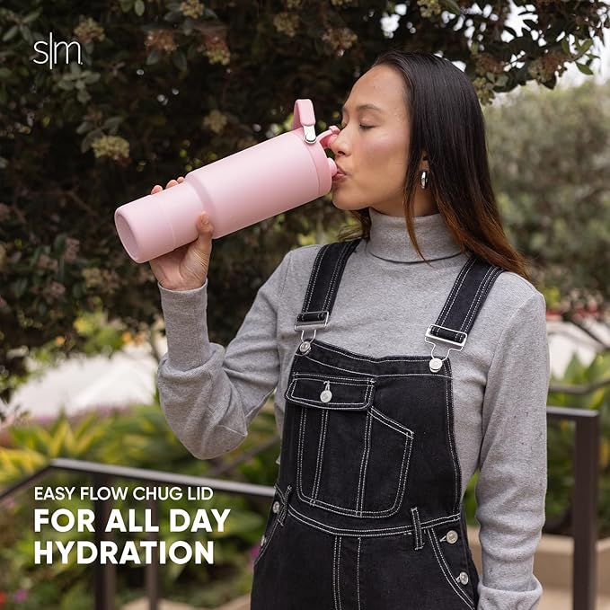 Simple Modern Trek Pivot | 40oz Flip Straw Tumbler with Handle | Water Bottle & Boot | Interchangeable Straw & Chug Lids | Insulated Stainless Steel Jug | Gym Sports Outdoors | Blush