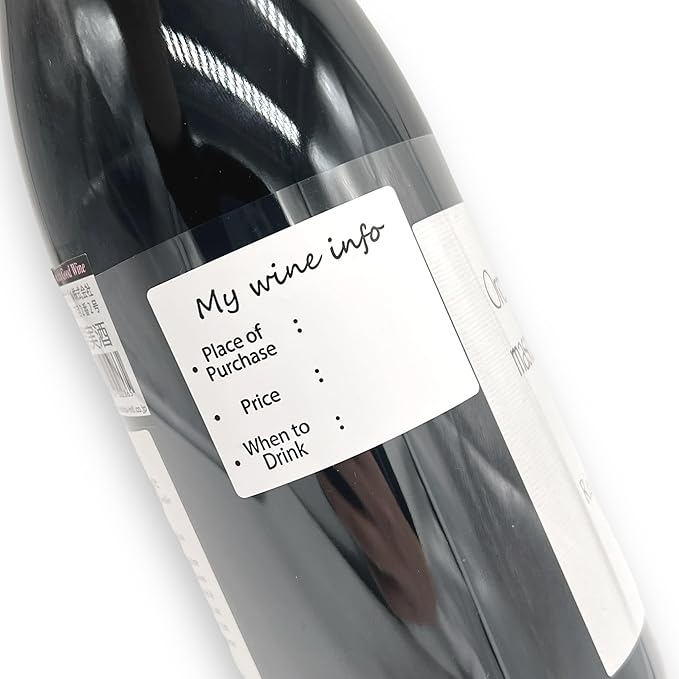 Wine Bottle Information Name Tag Stickers for Bottle Detailing (60pcs) - Place of Purchase, Price, Tasting Notes - Ideal for Tasting Events, Cellars, and Gifting